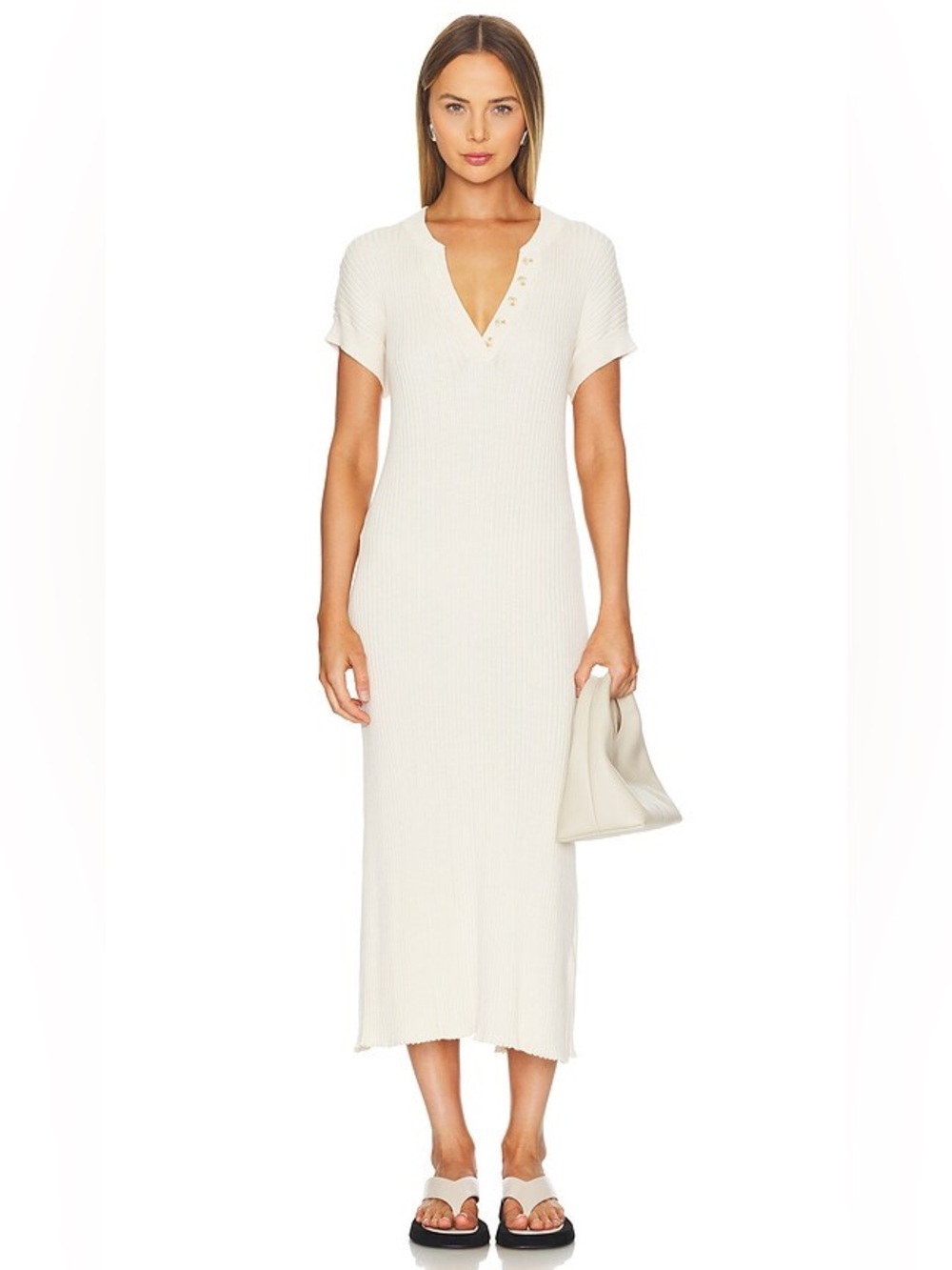 Varley Aria Ribbed knit midi dress S